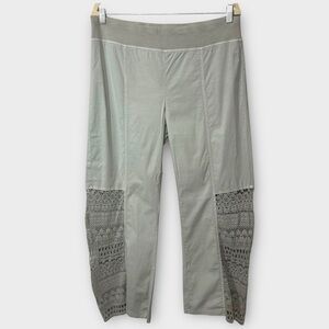 XCVI Crochet‎ Cotton Wide Leg Pull On Pants Women's Large Seafoam Green Boho